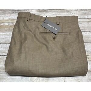 Michael Kors Men Tan Brown Stretch Classic Fit Dress Pants 42W x 32L (actual 31L